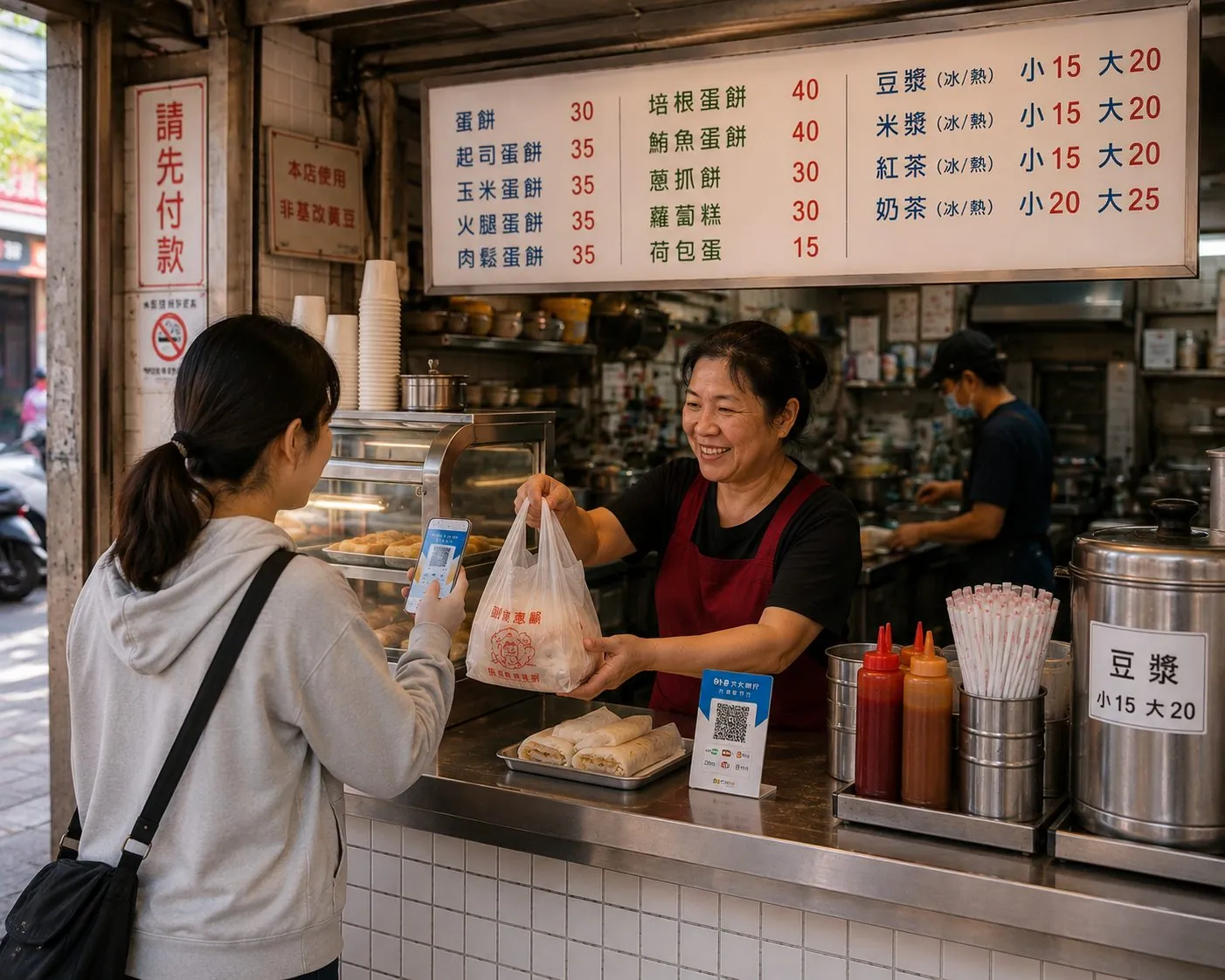早餐店使用點點付收款場景