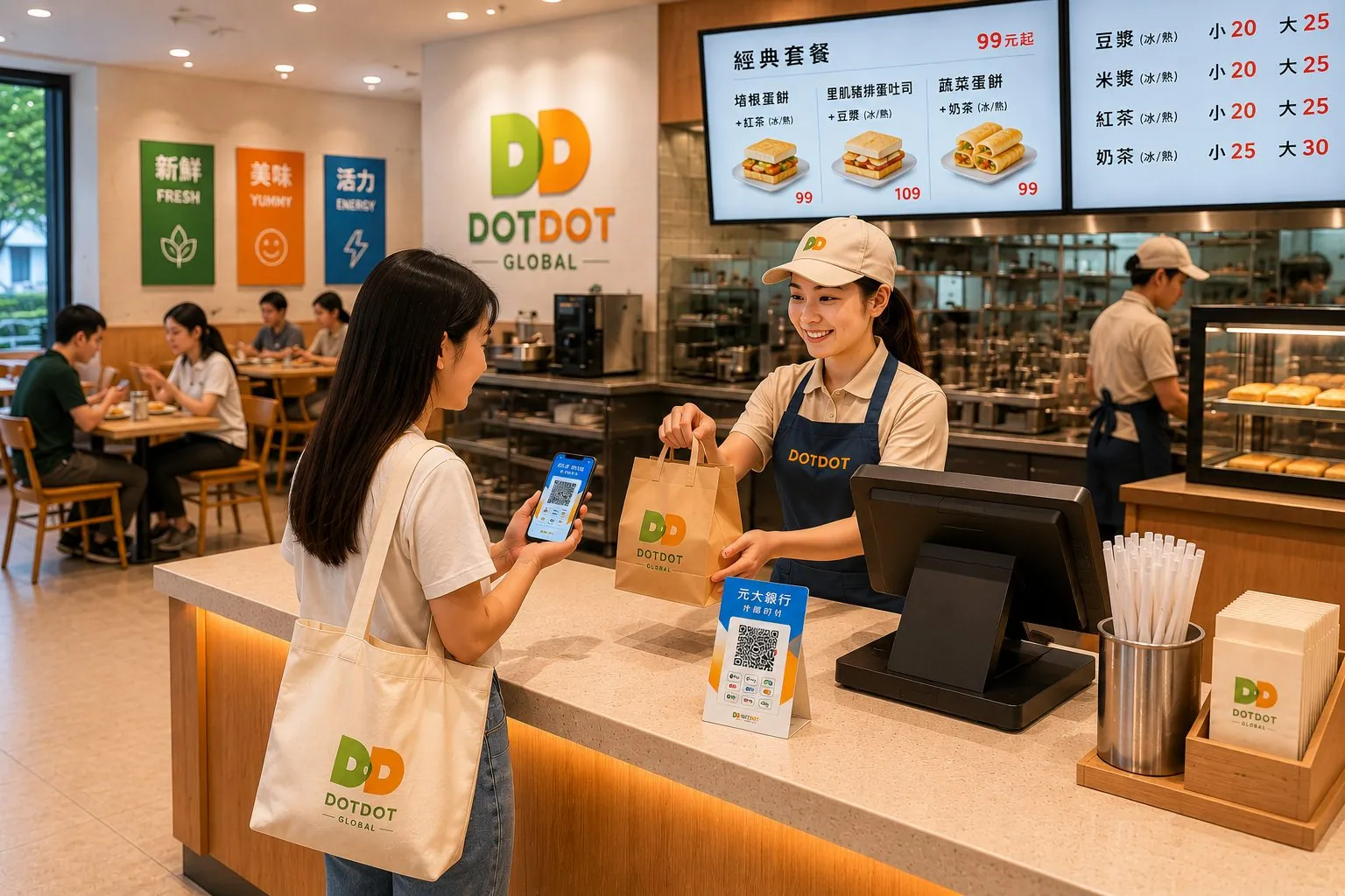 連鎖餐廳使用點點付收款場景